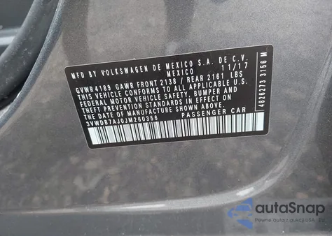 2018 Volkswagen Jetta 1.4T Se/1.4T Wolfsburg Edition из США, поврежденный, VIN 3VWDB7AJ0JM260356